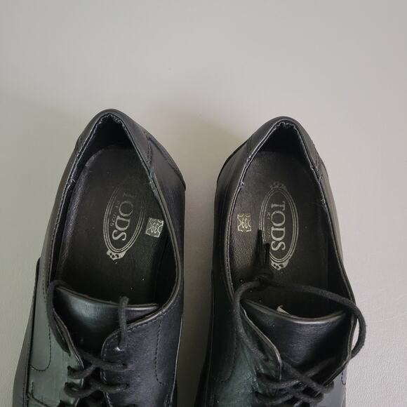 Tod's Women’s Sz 39 US 9 Lace Up Oxford Loafer Italy Made Comfort Black VTG - Picture 6 of 11